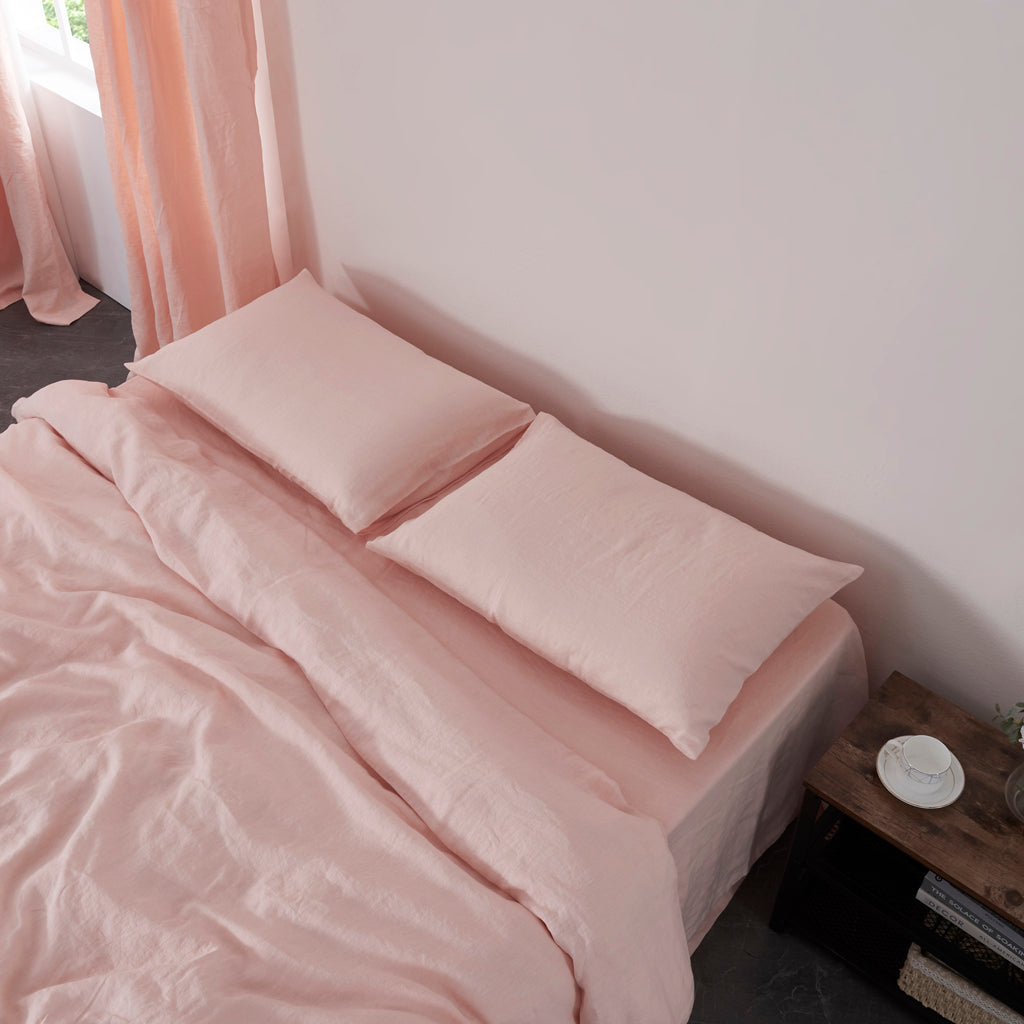 Peach 100% Linen Housewife Pillowcases