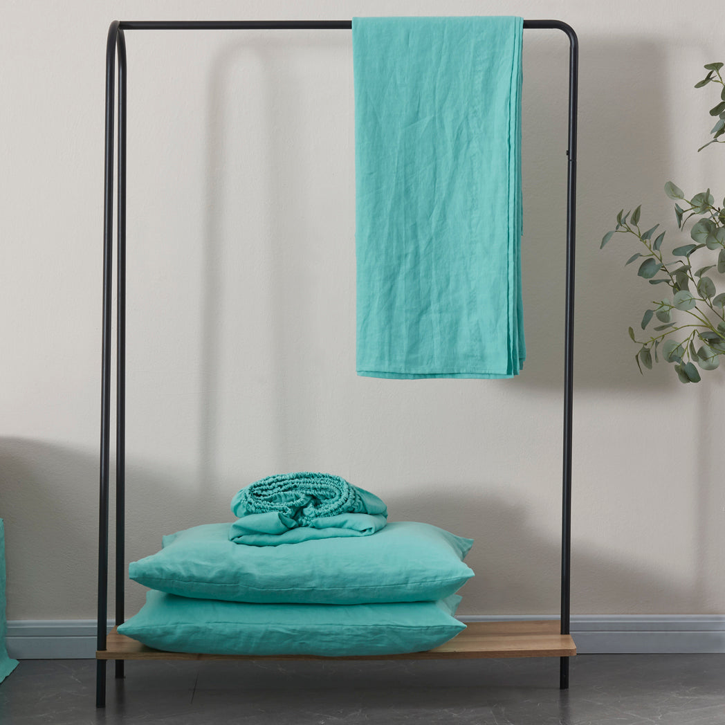 Aqua Green 100% Linen Sheet Set - linenforce
