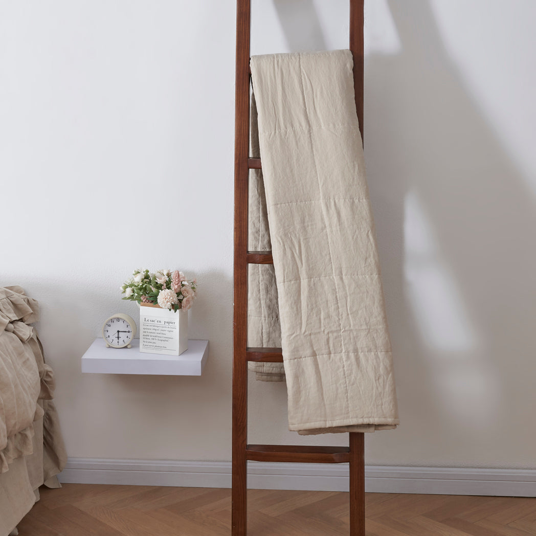 Natural 100% Linen Natural Quilts With Cotton Padding on Shelf - linenforce