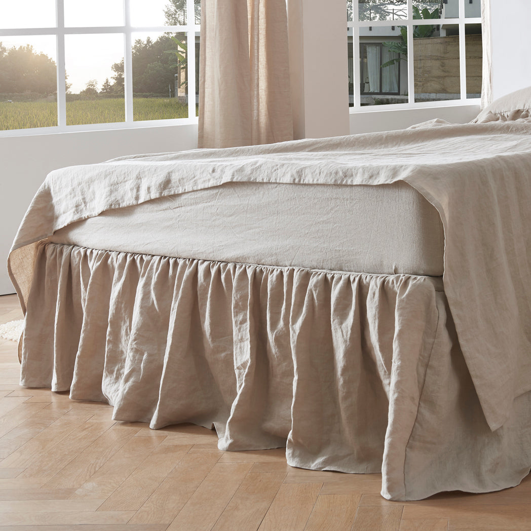 Dust Ruffle Train Natural 100% Linen Gathered Dust Ruffle | Linenforce
