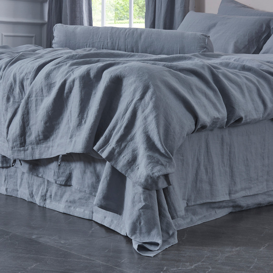 Alloy Gray 100% Linen Duvet Cover With Ties