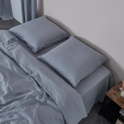 Cooling Linen Alloy Gray Pillowcases on Bed