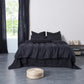 Black 100% Linen Duvet Cover on Bed