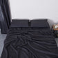 Black 100% Linen Sheet Set on Bed - linenforce