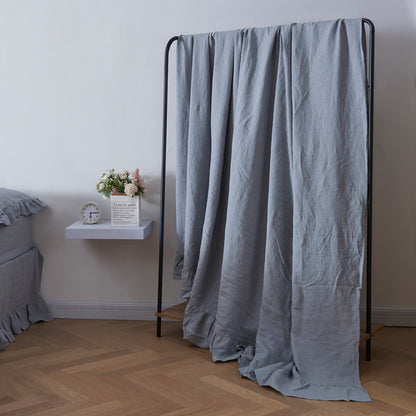 Alloy Gray Linen Ruffle Hem Flat Sheet