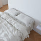 Cool Grey 100% Linen Ruffle Hem Pillowcases On Bed - linenforce