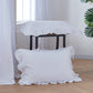 Optic White 100% Linen Ruffle Hem Pillowcases On Floor - linenforce