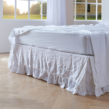 Optic White Ruffle Hem Linen Bedskirt