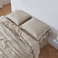 Natural 100% Linen Bow Ties Pillowcases On Bed - linenforce