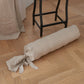 Natural 100% Linen Bow Ties Bolster On Floor - linenforce