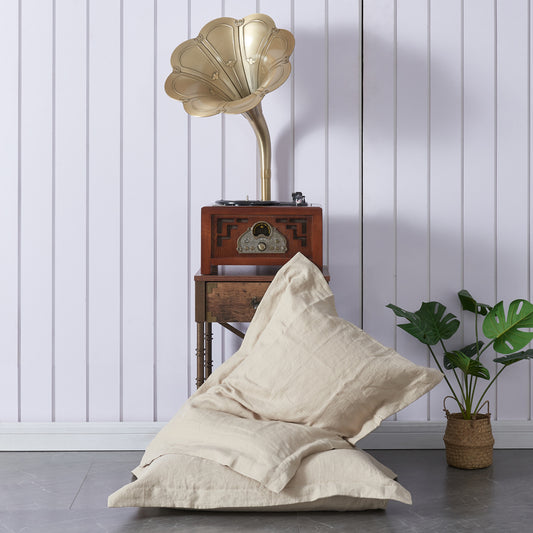 Natural Linen Pillowcases with Oxford Hem