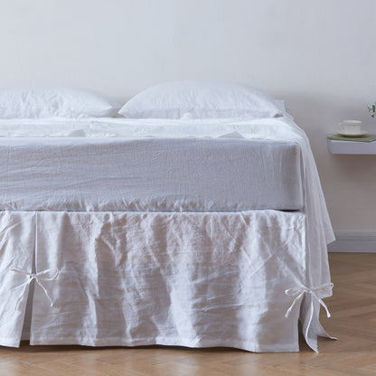 Optic White Linen Bedskirt Knotted