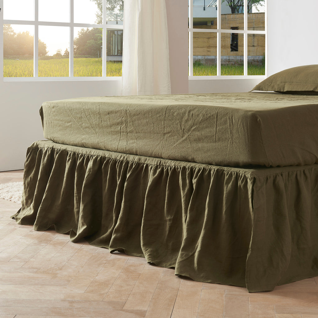Gathered Ruffle Shop Linen Gathered Dust Ruffle| Linenforce