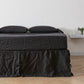 Black 100% Linen Side Pleated Bedskirt With Knots - linenforce