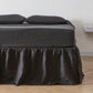 Black Linen Dust Ruffle Gathered on Bed