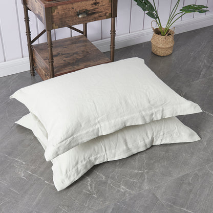 Set of Two Cool Gray Linen Oxford Pillowcases