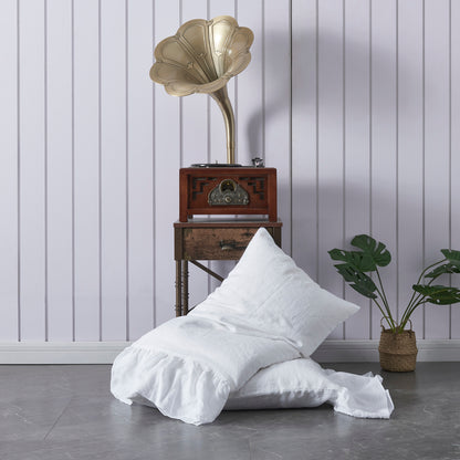 Optic White Linen Side Ruffle Pillowcases