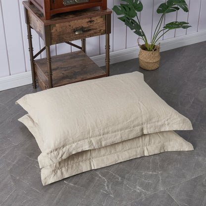 Natural Linen Cooling Pillowcases with Oxford Hem