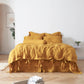 100% Linen Duvet Cover with Bow Ties in Mustard Yellow