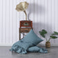 French Blue 100% Linen Side Ruffle Pillowcases - linenforce