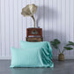 Aqua Green 100% Linen Side Ruffle Two Sizes Pillowcases Together - linenforce