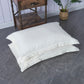 Set of Two Ivory White Linen Pillowcases with Oxford Hem