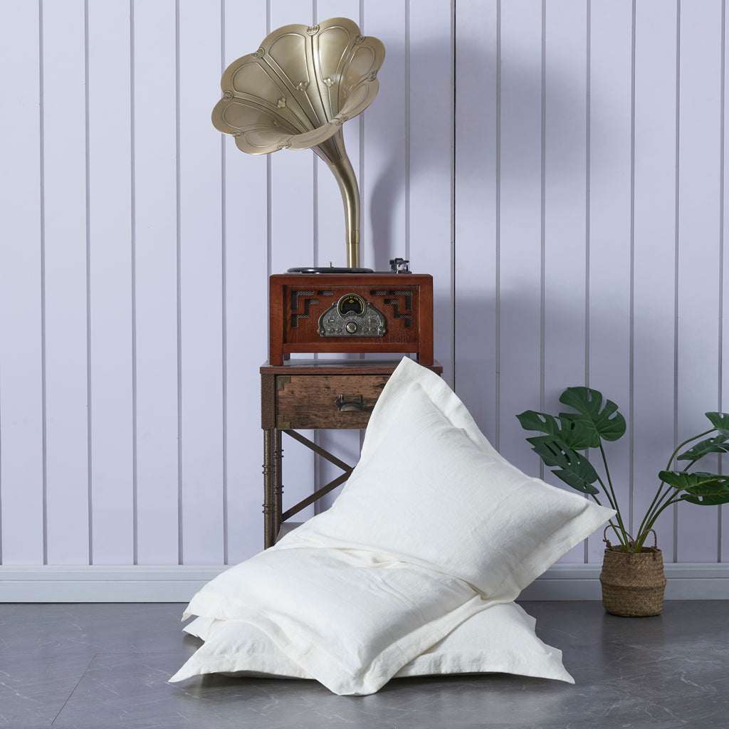 Ivory 100% Linen Oxford Hem Pillowcases