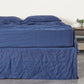 Indigo Blue 100% Linen Bedskirt With Split Corner - linenforce