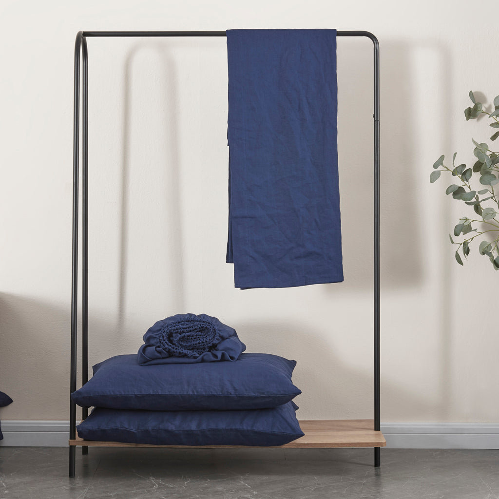 Indigo Blue Linen Sheet Set