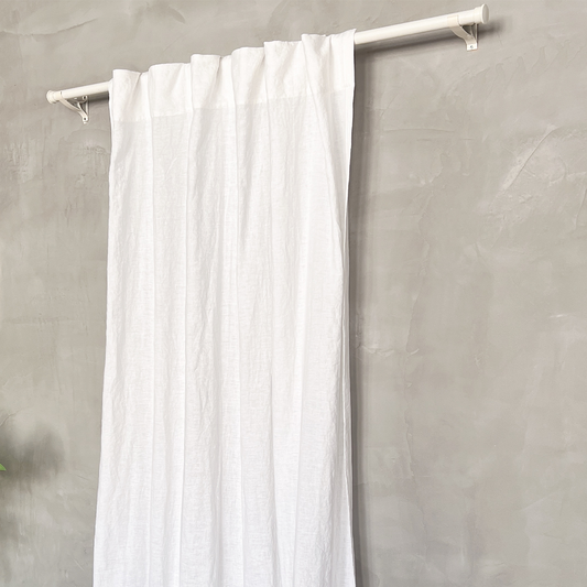 Optic White Linen Drapery With Back Tab