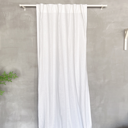 Optic White Linen Curtain With Back Tab