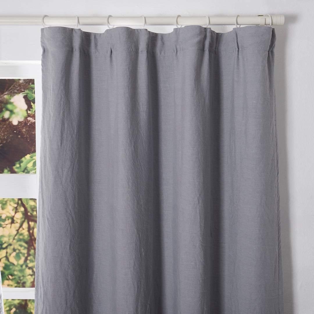 Alloy Gray Linen Drapery With Cotton Lining Hung with Curtain Rings