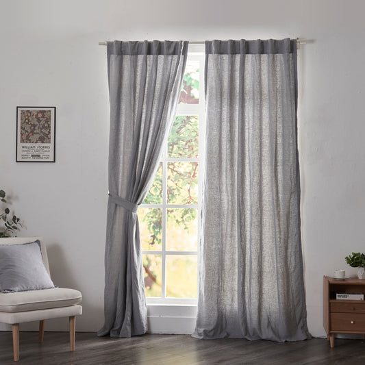 Alloy Gray Linen Drapery With Cotton Lining on Window