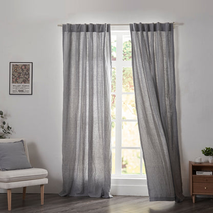 Alloy Gray Linen Drapery With Cotton Lining Window Curtains