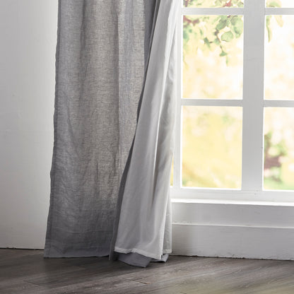 Cotton Lining Detail on Alloy Gray Linen Drapery Curtains