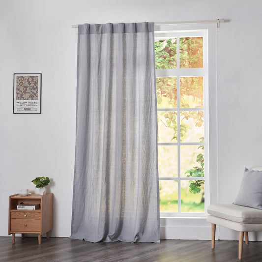 Alloy Gray Linen Drapery With Back Tab Window Curtain