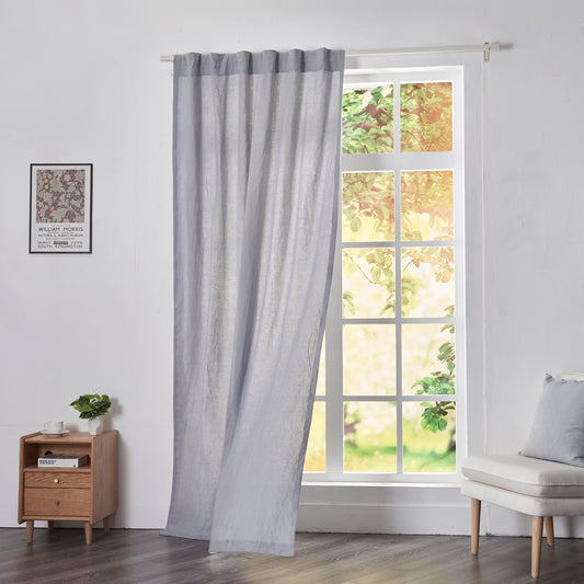 Alloy Gray Linen Drapery Curtain With Back Tab