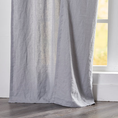 Detail of Alloy Gray Linen Curtain With Back Tab