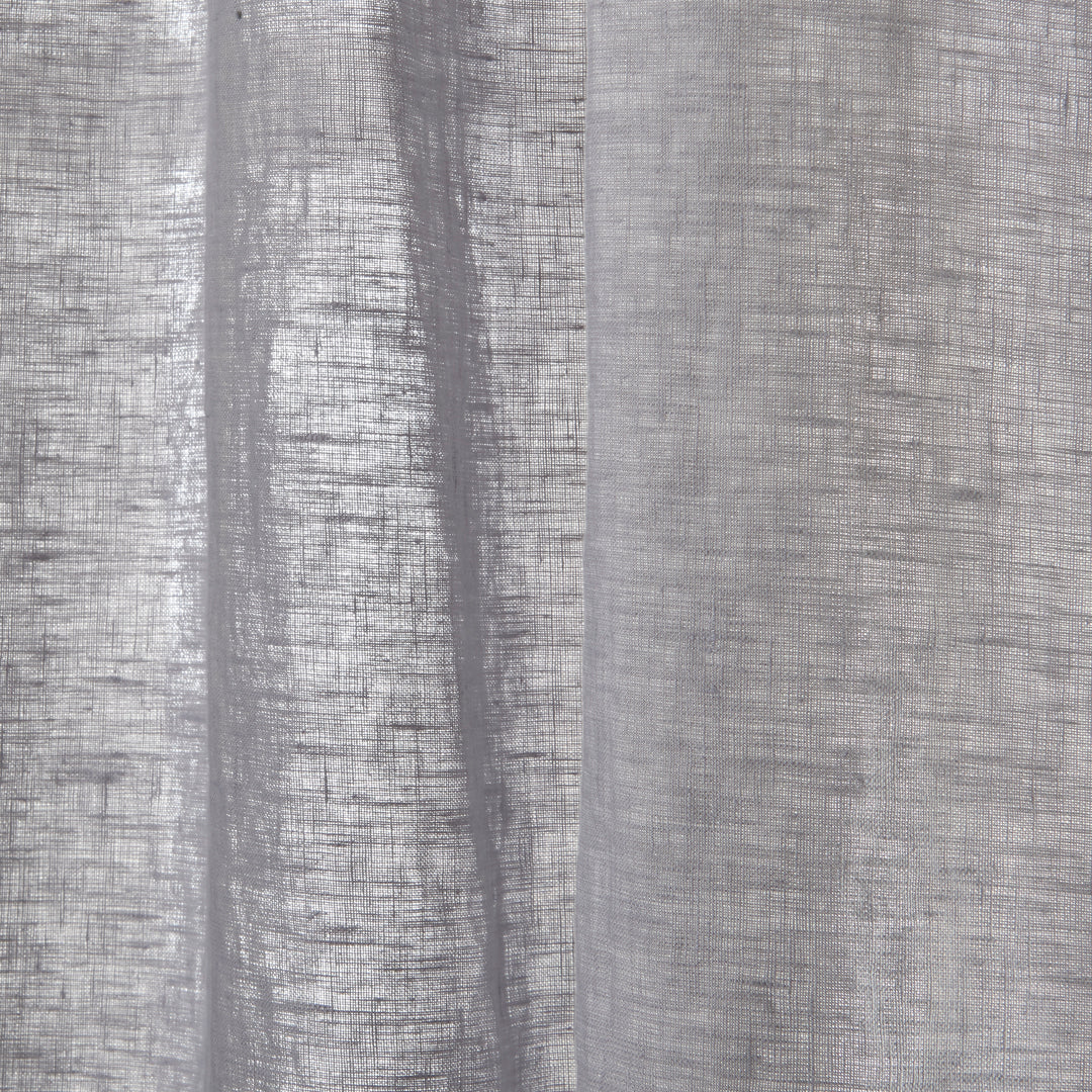 Texture Detail of Alloy Gray Linen Drapery With Rod Pocket