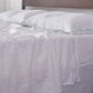 White Linen Flat Sheet with Embroidered Aqua Edge 