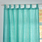 Tab Top Detail on Aqua Green Linen Curtain