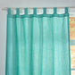 Aqua Green Linen Curtain with Tab Top Detail