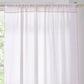 Beige Embroidered Edge Detail on White Linen Curtain