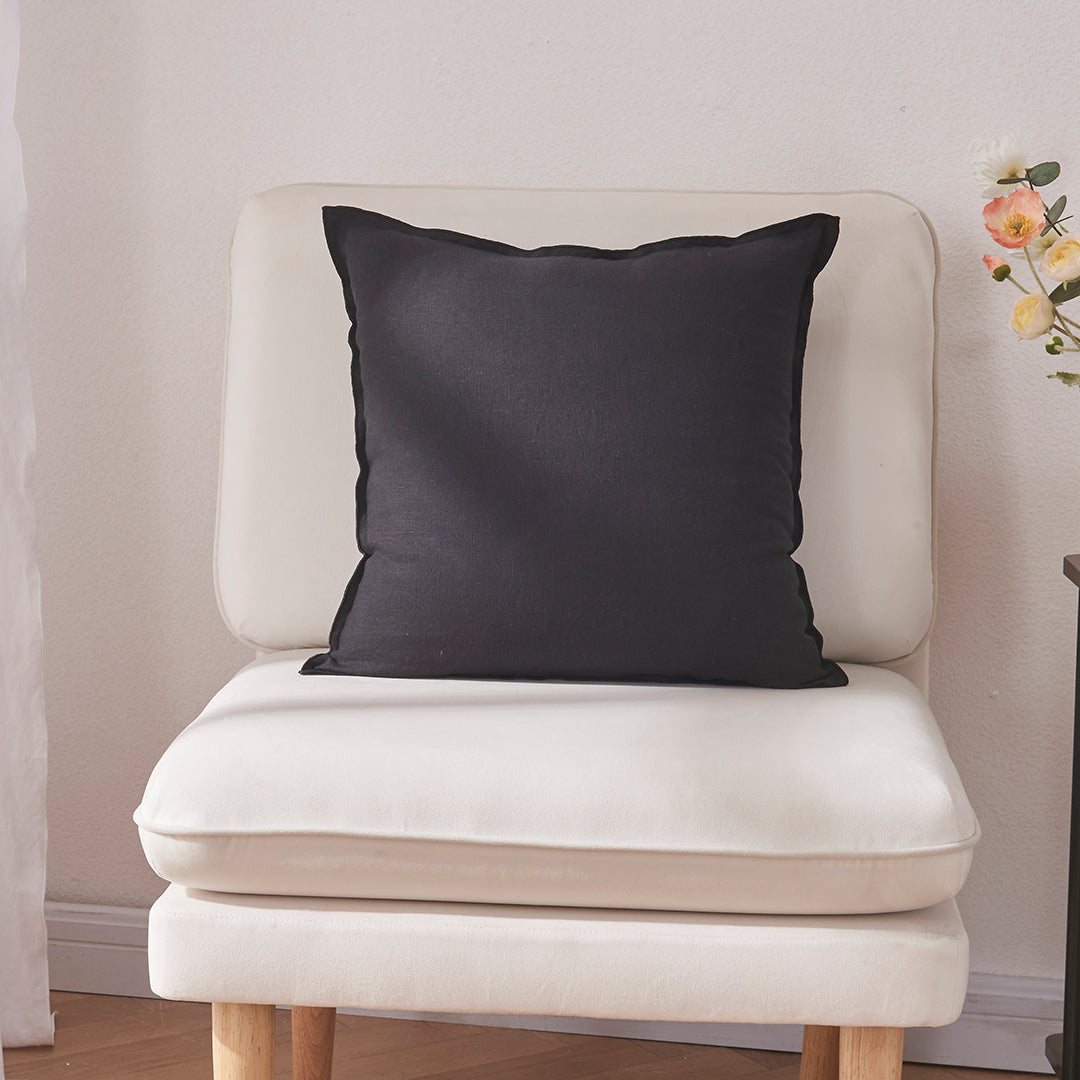 Black Embroidery Edge Cushion Cover Pillowcase on Chair