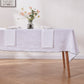 100% Linen White Tablecloth with Black Embroidered Edge on Table