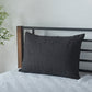 Black Linen Quilted Pillow Sham on Bed