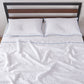 100% Linen White Flat Sheet and Pillowcases with Brilliant Blue Embroidered Edge 