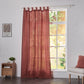 Rusk red linen drapery with tab tops hanging over windows
