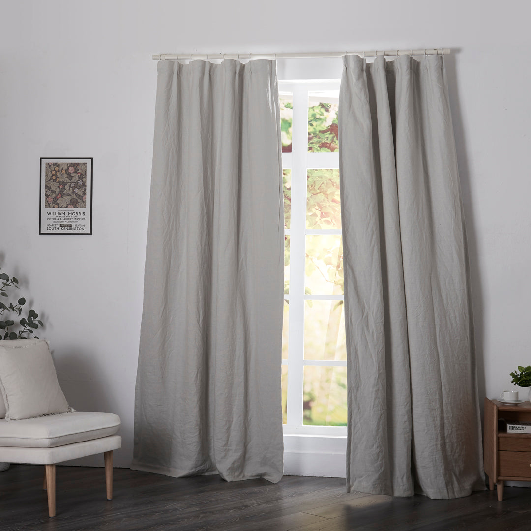 Blackout Linen Curtains in Cool Gray