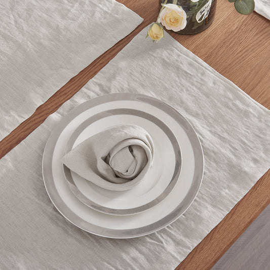 Cool Gray Linen Napkin Folded on Plate